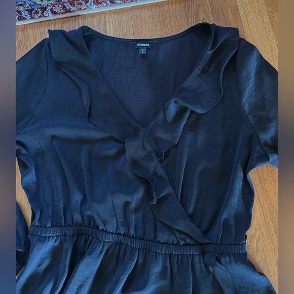 Women’s Black Express Long Sleeve Dress With Ruffles Size Large - Picture 5 of 5